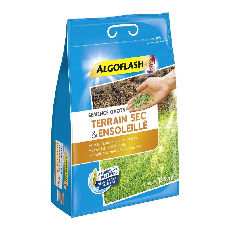 Semence Gazon Terrain Sec et Ensoleillé Algoflash 3kg